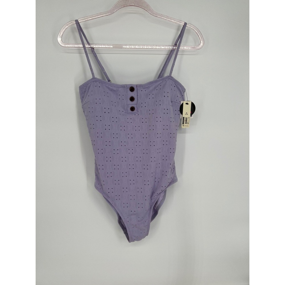 No‎ Boundaries Teen Purple Bathing Suit Button Front Placket Size M (7-9) NWT